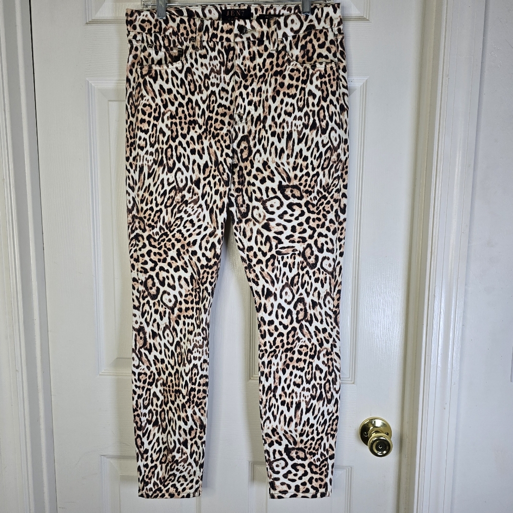 Jen7 7 For All Mankind‎ Leopard Print Skinny Ankle  Pants 8